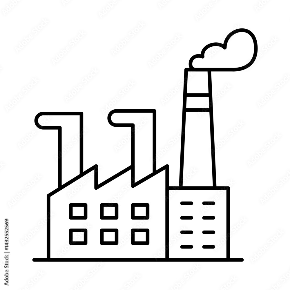 Obraz premium Buildings Line Editable Stroke Icon. Real Estate, City, Cityscape, House, Home, Apartment, Condominium, Hotel, Mall, Town, Architecture Buildings Icons Vector Illustration