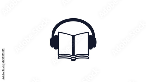 Open Book with Headphones for Audiobook and Learning Concept
