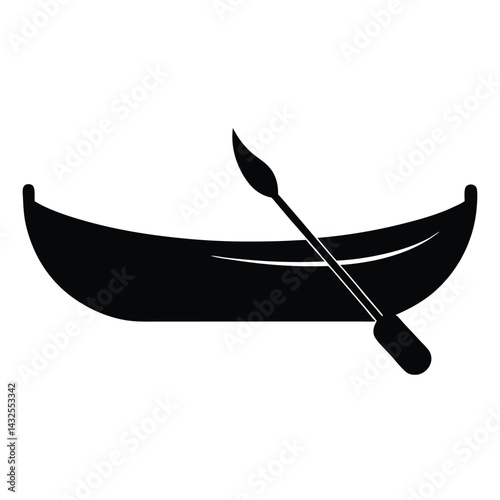 canoe boat black icon vector
