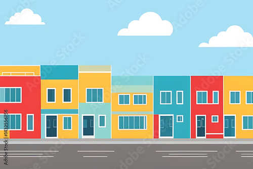 vector illustration of a city with colorful eye-catching buildings