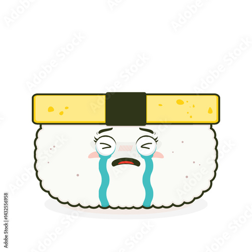 tamago sushi crying face cartoon cute