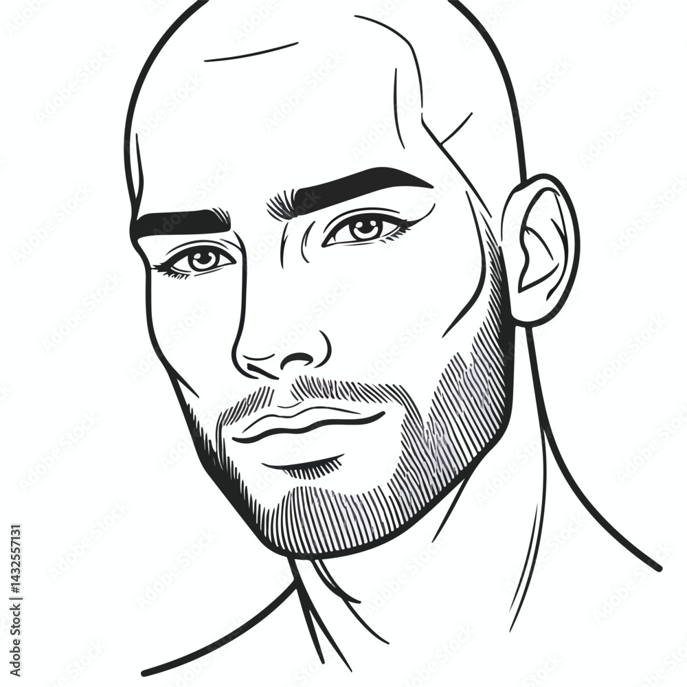 Fototapeta premium bald man line art vector image