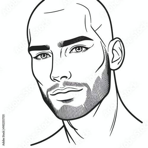 bald man line art vector image