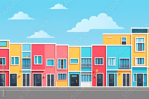 vector illustration of colorful houses in the city