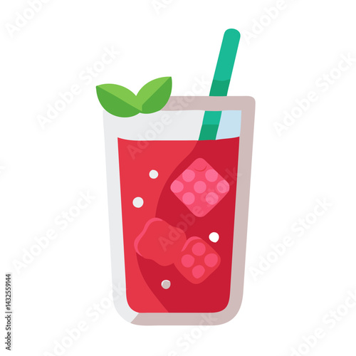 Illustration of a refreshing red drink with ice