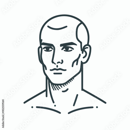 bald man line art vector image
