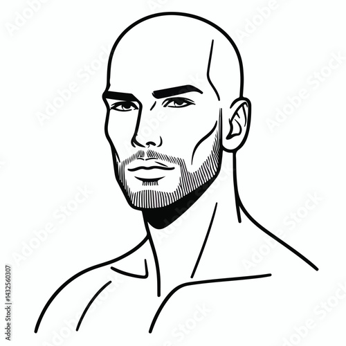 bald man line art vector image