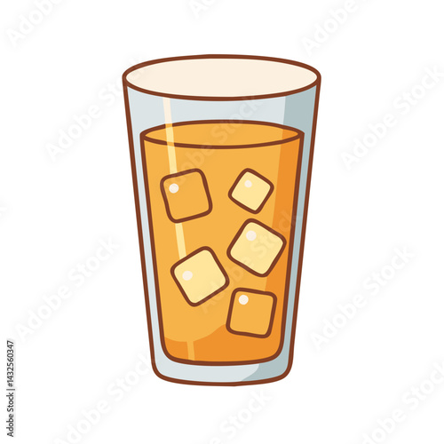 Refreshing ice-cold juice in a glass illustration design