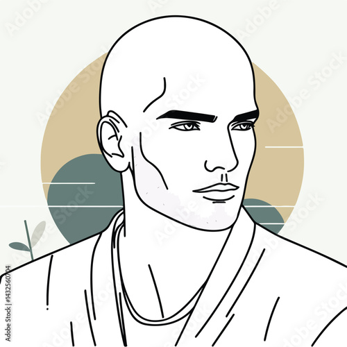 bald man line art vector image