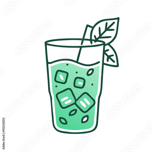 Mojito illustration, Mint Drink, ice cubes, refreshing beverage