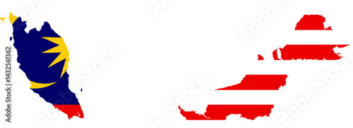 Malaysia Country Map And Flag Vector Image
