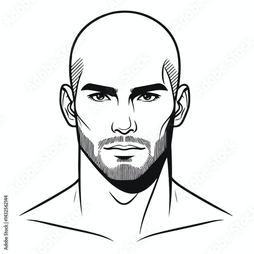 bald man line art vector image