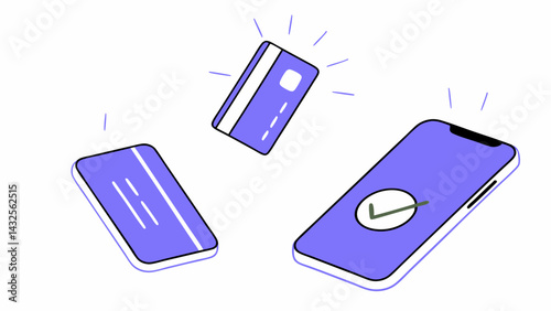 Mobile payment scene, Digital transaction, Online checkout vector, E-wallet success