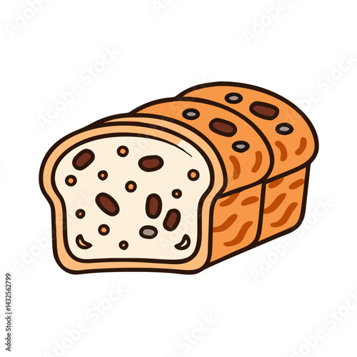 Loaf of sweet raisin bread on black background
