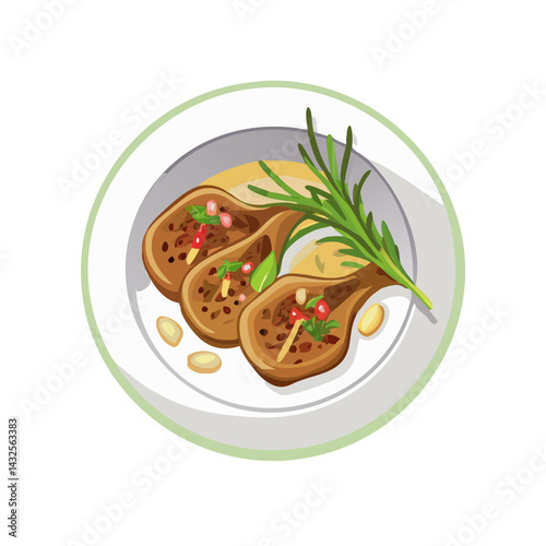 Elegant Lamb Chops Dinner with Rosemary on Plate