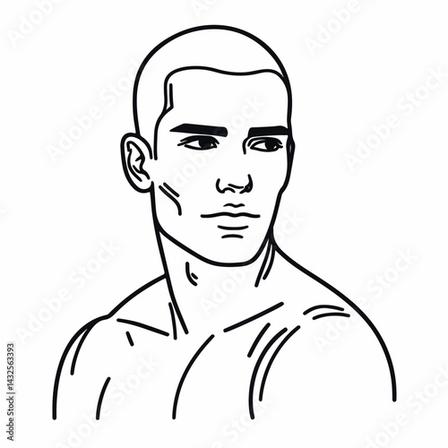 bald man line art vector image
