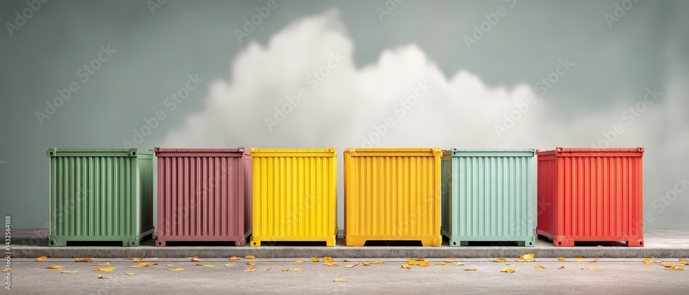 Fototapeta premium Colorful Shipping Containers Global Trade Logistics Commerce