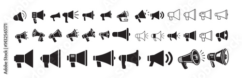 Megaphone icons set. Loudspeaker megaphone vector icons. Advertising concept. Megaphone icon, loud speaker icon. Vector Illustration Eps 10