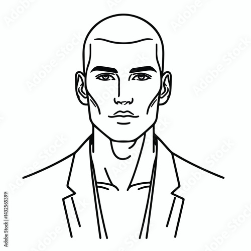 bald man line art vector image