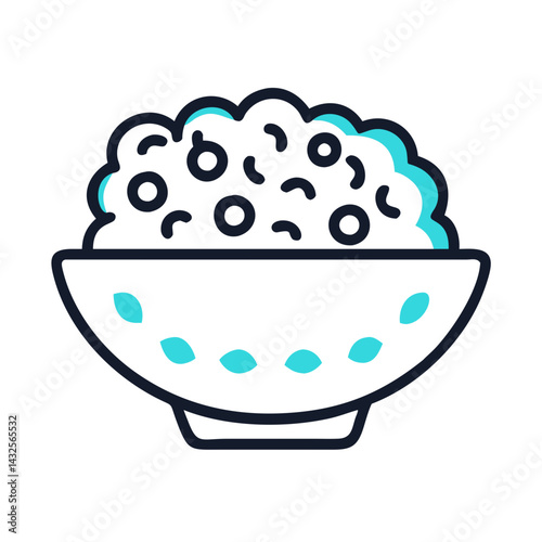 Bowl of Rice Icon, Healthy Eating and Meal