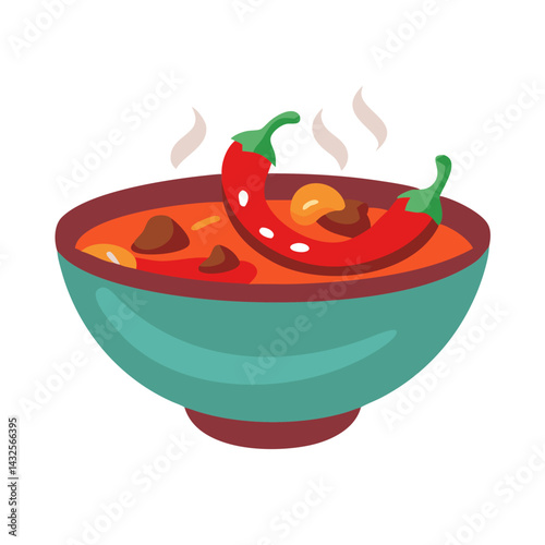 Spicy chili stew in a bowl vector illustration