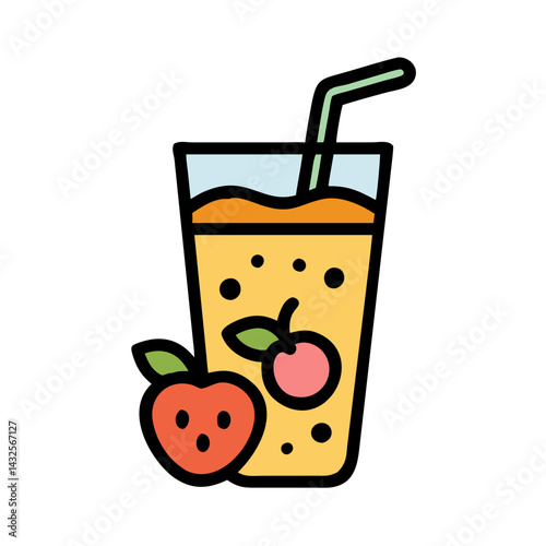 Delicious fruit smoothie vector illustration on black background