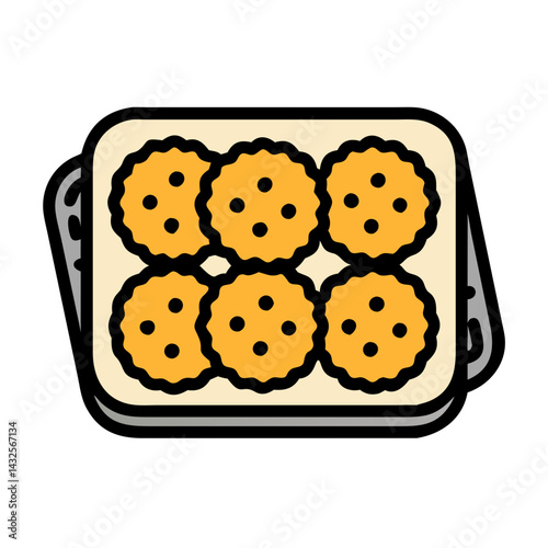 Tray of fresh baked cookies illustration on black