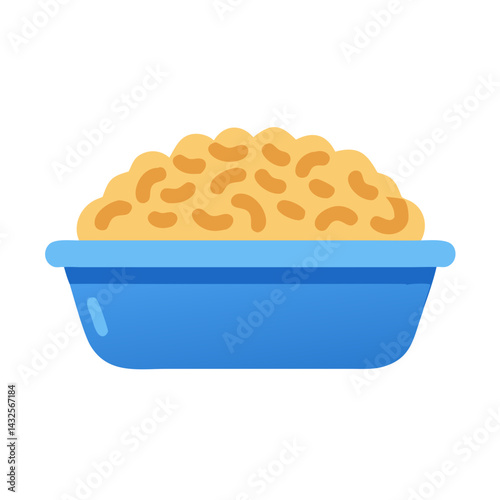 Bowl of macaroni and cheese illustration on black