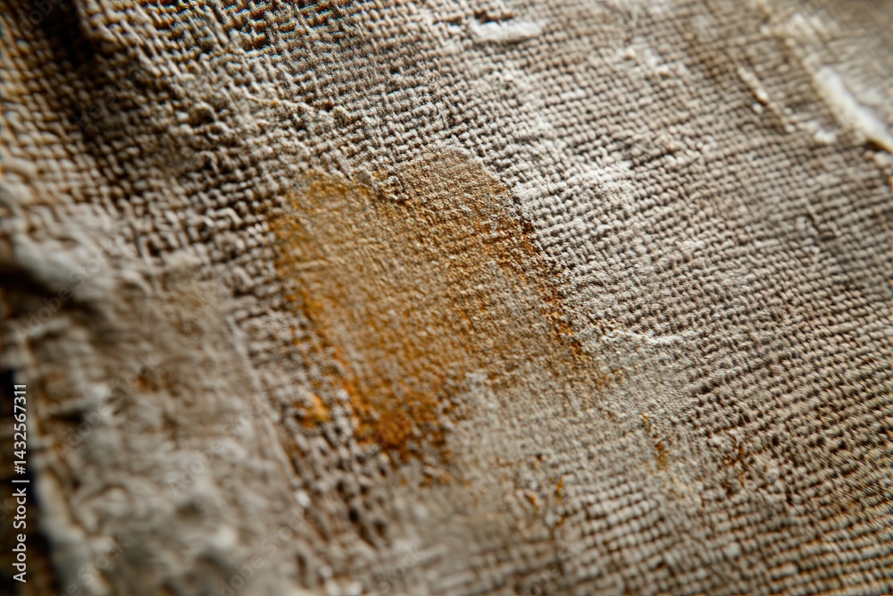 Fototapeta premium Close-up view of textured fabric with a stained area.