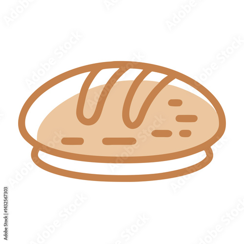 Simple Loaf of Bread Isolated on Black Background