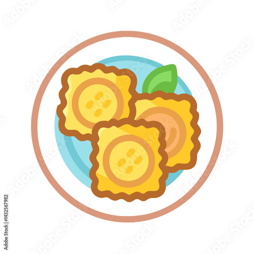 Ravioli Illustration: Traditional Italian Pasta Dish on a Plate