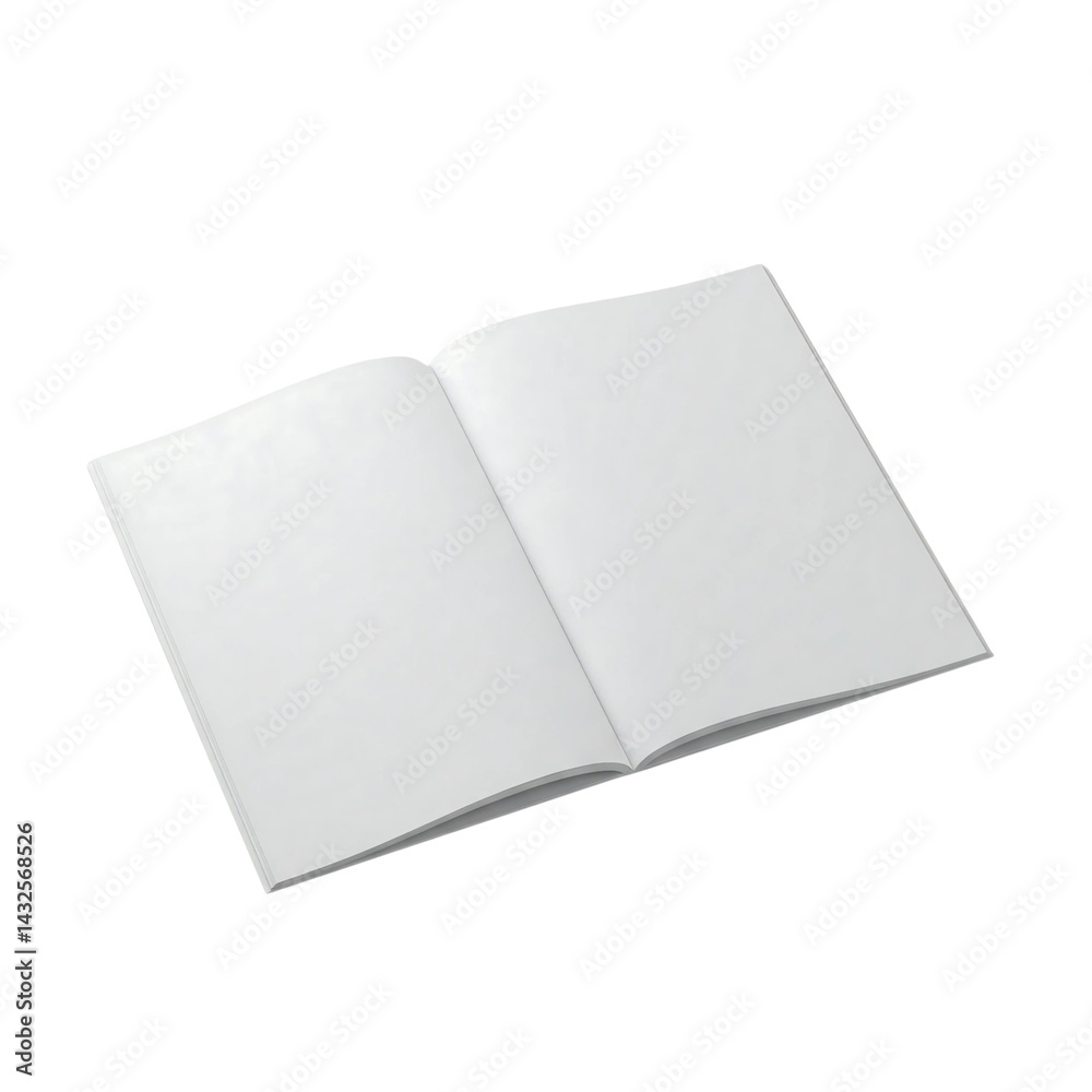 Open Blank Magazine Mockup with Two Facing White Pages Isolated on transparent background Open Blank Magazine Mockup with Two Facing White Pages Isolated on transparent background