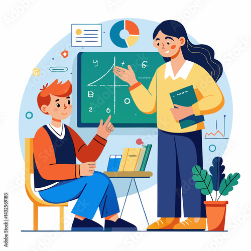 Tutoring Session. A Student Learns From a Teacher