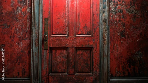 Wallpaper Mural Red door in dilapidated room, dark mood Torontodigital.ca