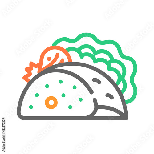 Minimalist Taco Illustration on Black Background, Modern Icon