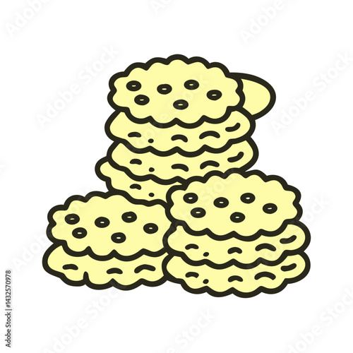 Stack of Delicious Cookies Isolated on Black Background