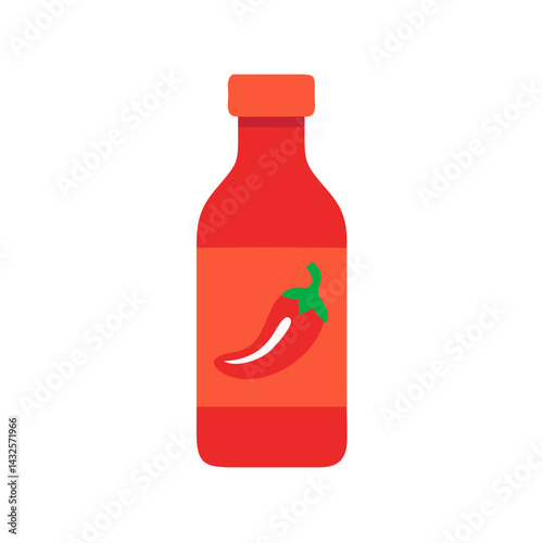 Spicy Red Hot Sauce Bottle Illustration on Black