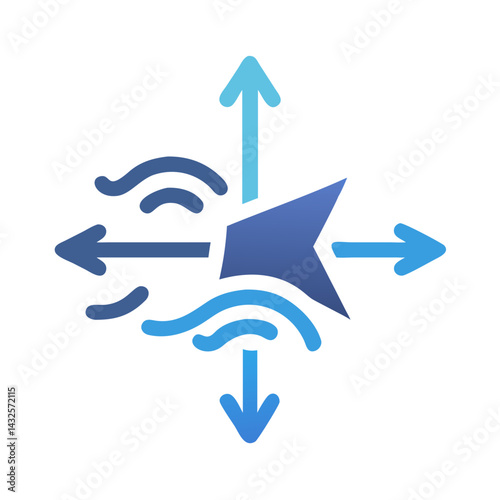 Navigation Arrows Expanding from Center, Multiple Directions, Blue Gradient
