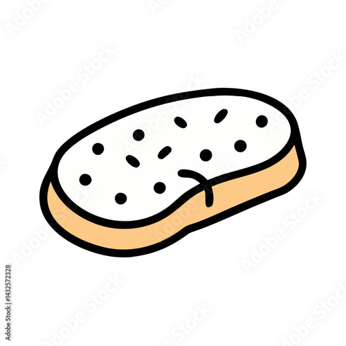 Illustration of a Toast with Seeds on Black Background