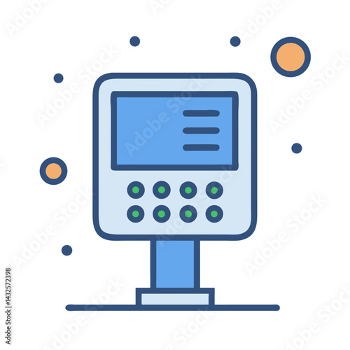 Stylized Digital Device Interface Kiosk Touchscreen Icon Illustration