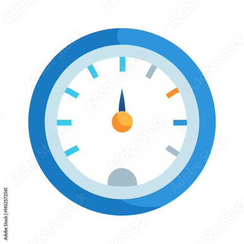 Cartoon Blue Clock with Orange Pointer, Timing Concept