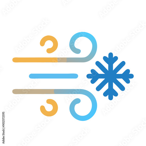 Cold wind blowing, snowflake icon design, winter weather