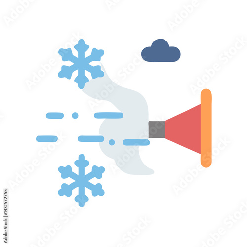 Snow blower icon with snowflakes and cloud symbol