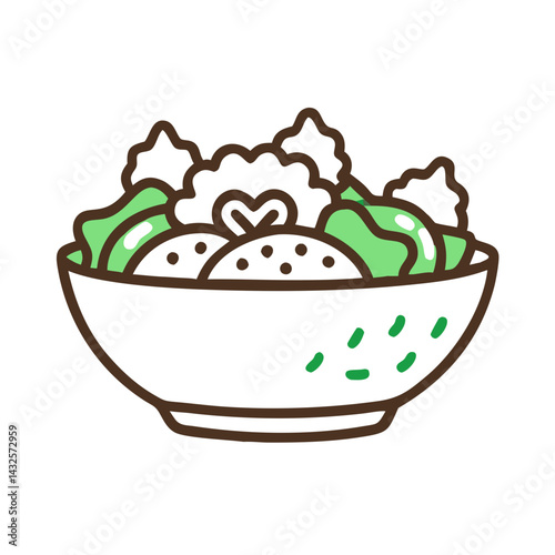 Stylized bowl of salad, healthy eating concept art