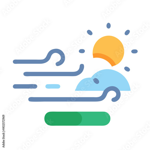 Windy and sunny day icon design vector graphic
