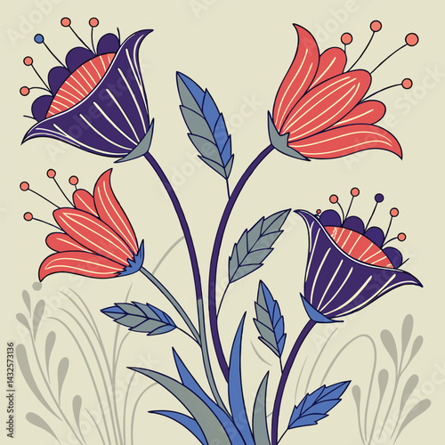 Floral seamless pattern . Summer Meadow With Butterflies Flowers wall background with amazing red,orange,pink,purple,green and white chrysanthemum flowers ,Wedding decoration, hand made Beautiful flow