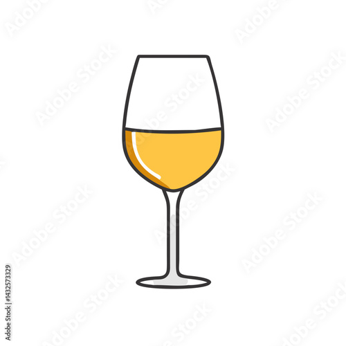 Isolated Minimalist White Wine Glass On Black Background