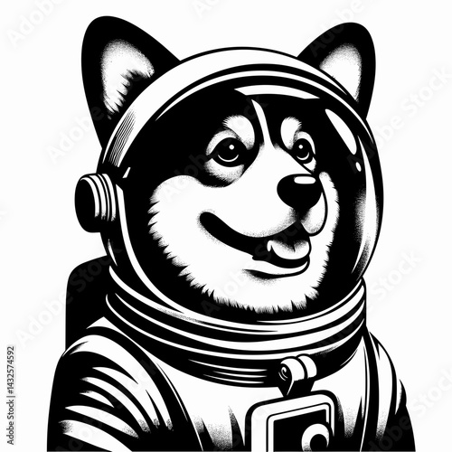 Corgi Dog in astronaut costume. Funny Animal Vector Clip art. Welsh canine cosmic outfit for lunar exploration.