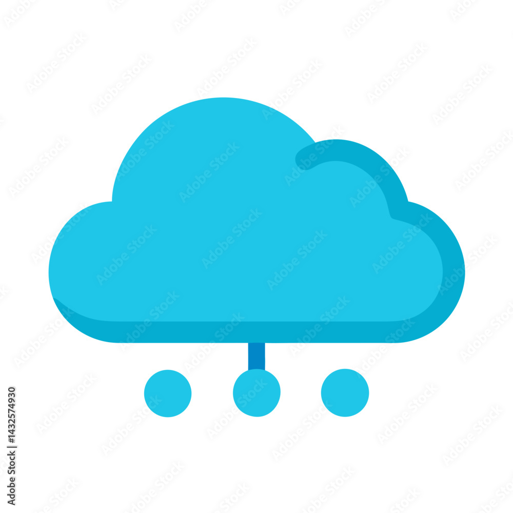 Blue Cloud Network Icon on Black Background Illustration Blue Cloud Network Icon on Black Background Illustration
