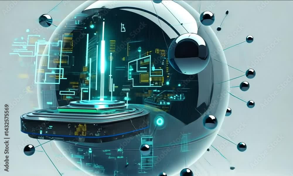 Esfera tecnológica, concepto de inteligencia artificial. 